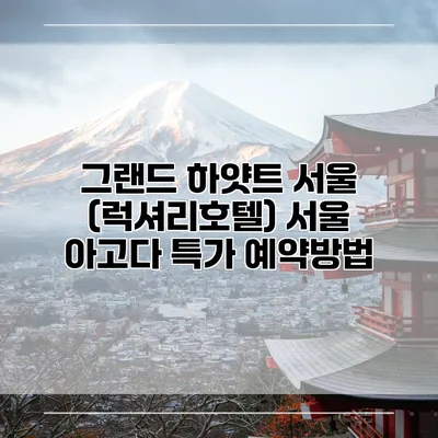 그랜드 하얏트 서울 (럭셔리호텔) 서울 아고다 특가 예약방법
