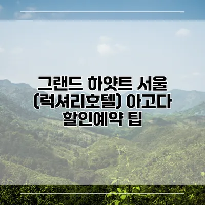 그랜드 하얏트 서울 (럭셔리호텔) 아고다 할인예약 팁