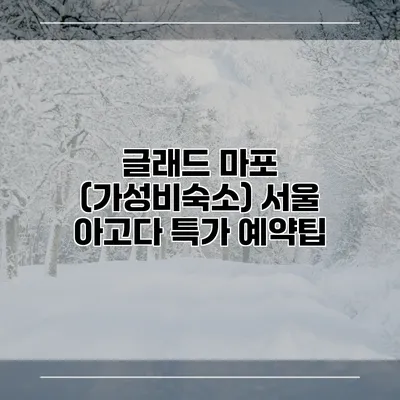 글래드 마포 (가성비숙소) 서울 아고다 특가 예약팁