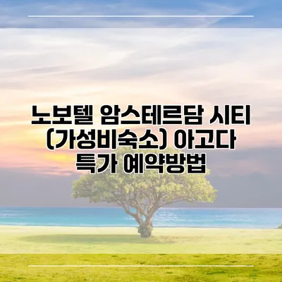 노보텔 암스테르담 시티 (가성비숙소) 아고다 특가 예약방법