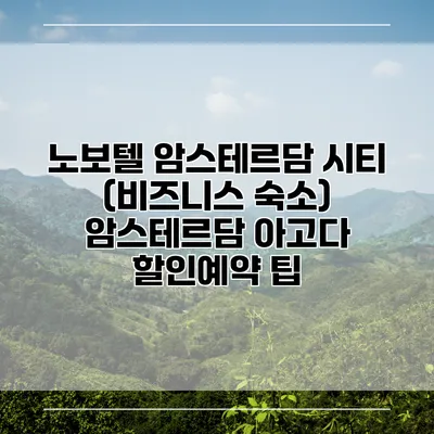 노보텔 암스테르담 시티 (비즈니스 숙소) 암스테르담 아고다 할인예약 팁