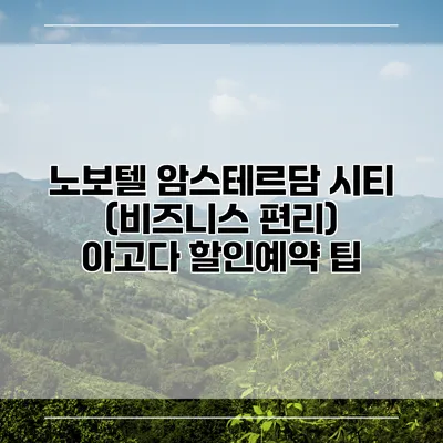 노보텔 암스테르담 시티 (비즈니스 편리) 아고다 할인예약 팁