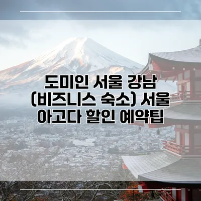 도미인 서울 강남 (비즈니스 숙소) 서울 아고다 할인 예약팁