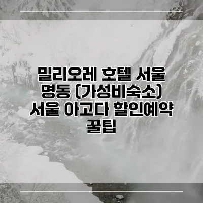 밀리오레 호텔 서울 명동 (가성비숙소) 서울 아고다 할인예약 꿀팁