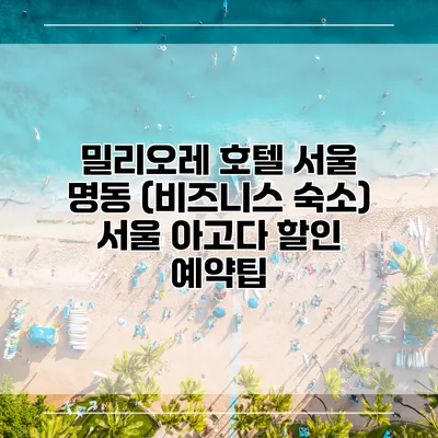 밀리오레 호텔 서울 명동 (비즈니스 숙소) 서울 아고다 할인 예약팁