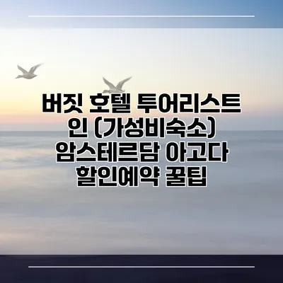 버짓 호텔 투어리스트 인 (가성비숙소) 암스테르담 아고다 할인예약 꿀팁
