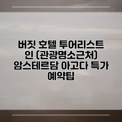 버짓 호텔 투어리스트 인 (관광명소근처) 암스테르담 아고다 특가 예약팁