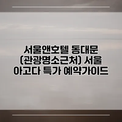 서울앤호텔 동대문 (관광명소근처) 서울 아고다 특가 예약가이드