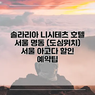 솔라리아 니시테츠 호텔 서울 명동 (도심위치) 서울 아고다 할인 예약팁
