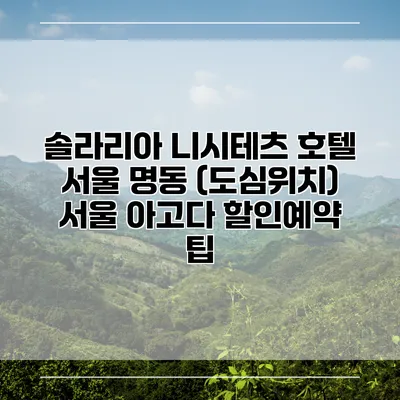 솔라리아 니시테츠 호텔 서울 명동 (도심위치) 서울 아고다 할인예약 팁