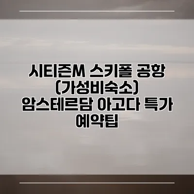시티즌M 스키폴 공항 (가성비숙소) 암스테르담 아고다 특가 예약팁