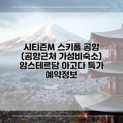 시티즌M 스키폴 공항 (공항근처 가성비숙소) 암스테르담 아고다 특가 예약정보