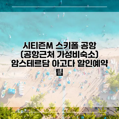 시티즌M 스키폴 공항 (공항근처 가성비숙소) 암스테르담 아고다 할인예약 팁