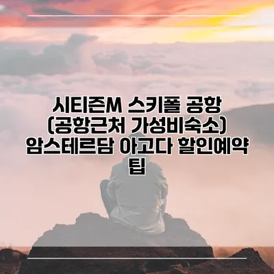 시티즌M 스키폴 공항 (공항근처 가성비숙소) 암스테르담 아고다 할인예약 팁