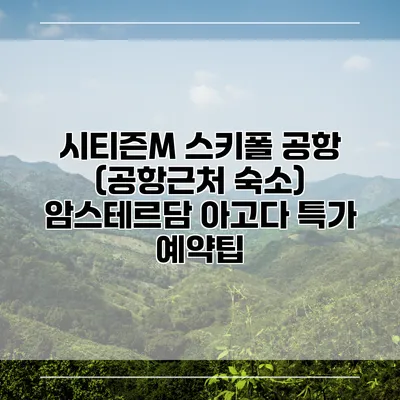시티즌M 스키폴 공항 (공항근처 숙소) 암스테르담 아고다 특가 예약팁