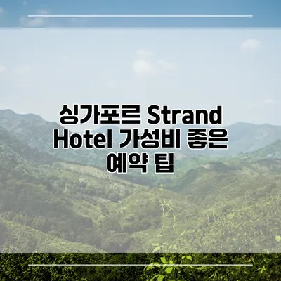 싱가포르 Strand Hotel 가성비 좋은 예약 팁