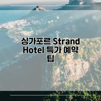 싱가포르 Strand Hotel 특가 예약 팁