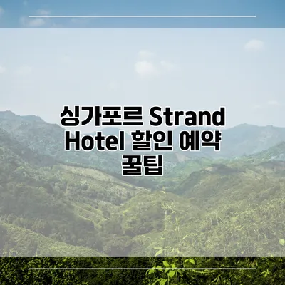 싱가포르 Strand Hotel 할인 예약 꿀팁