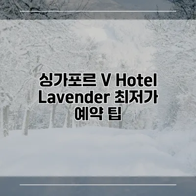 싱가포르 V Hotel Lavender 최저가 예약 팁