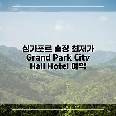 싱가포르 출장 최저가 Grand Park City Hall Hotel 예약