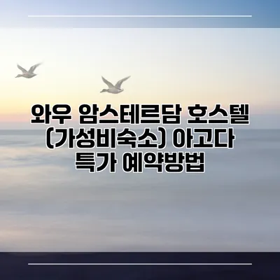 와우 암스테르담 호스텔 (가성비숙소) 아고다 특가 예약방법