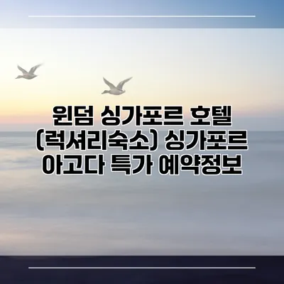 윈덤 싱가포르 호텔 (럭셔리숙소) 싱가포르 아고다 특가 예약정보