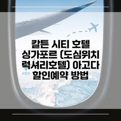 칼튼 시티 호텔 싱가포르 (도심위치 럭셔리호텔) 아고다 할인예약 방법