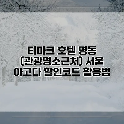 티마크 호텔 명동 (관광명소근처) 서울 아고다 할인코드 활용법