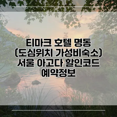티마크 호텔 명동 (도심위치 가성비숙소) 서울 아고다 할인코드 예약정보
