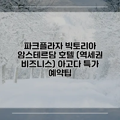 파크플라자 빅토리아 암스테르담 호텔 (역세권 비즈니스) 아고다 특가 예약팁
