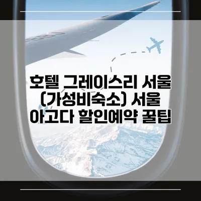 호텔 그레이스리 서울 (가성비숙소) 서울 아고다 할인예약 꿀팁