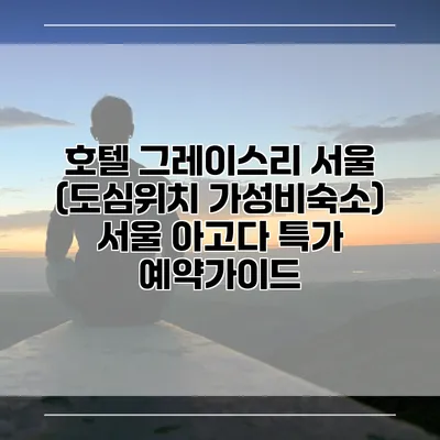 호텔 그레이스리 서울 (도심위치 가성비숙소) 서울 아고다 특가 예약가이드