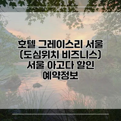 호텔 그레이스리 서울 (도심위치 비즈니스) 서울 아고다 할인 예약정보