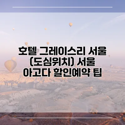 호텔 그레이스리 서울 (도심위치) 서울 아고다 할인예약 팁