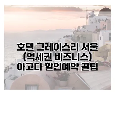 호텔 그레이스리 서울 (역세권 비즈니스) 아고다 할인예약 꿀팁