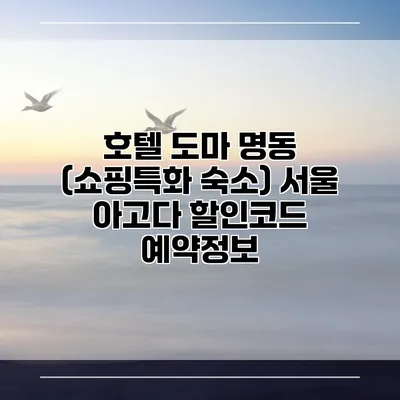 호텔 도마 명동 (쇼핑특화 숙소) 서울 아고다 할인코드 예약정보