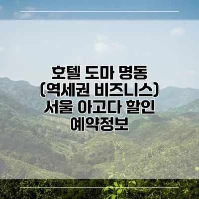 호텔 도마 명동 (역세권 비즈니스) 서울 아고다 할인 예약정보