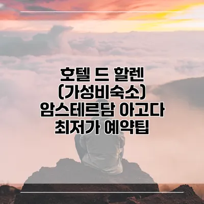 호텔 드 할렌 (가성비숙소) 암스테르담 아고다 최저가 예약팁
