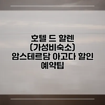 호텔 드 할렌 (가성비숙소) 암스테르담 아고다 할인 예약팁