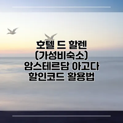 호텔 드 할렌 (가성비숙소) 암스테르담 아고다 할인코드 활용법