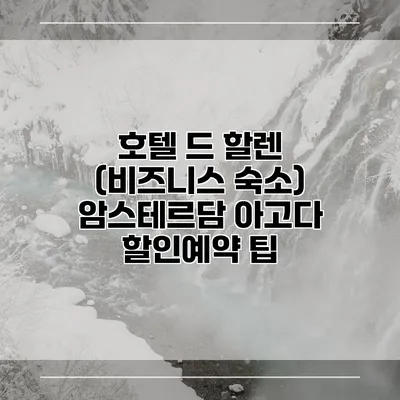 호텔 드 할렌 (비즈니스 숙소) 암스테르담 아고다 할인예약 팁