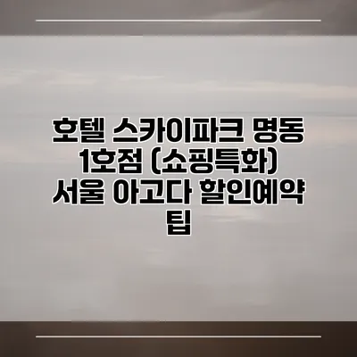 호텔 스카이파크 명동 1호점 (쇼핑특화) 서울 아고다 할인예약 팁