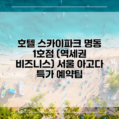 호텔 스카이파크 명동 1호점 (역세권 비즈니스) 서울 아고다 특가 예약팁