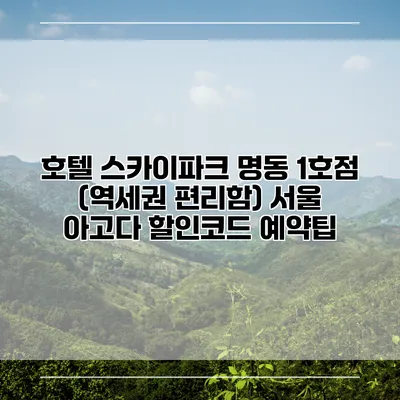 호텔 스카이파크 명동 1호점 (역세권 편리함) 서울 아고다 할인코드 예약팁