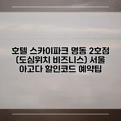 호텔 스카이파크 명동 2호점 (도심위치 비즈니스) 서울 아고다 할인코드 예약팁