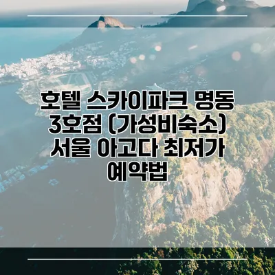 호텔 스카이파크 명동 3호점 (가성비숙소) 서울 아고다 최저가 예약법