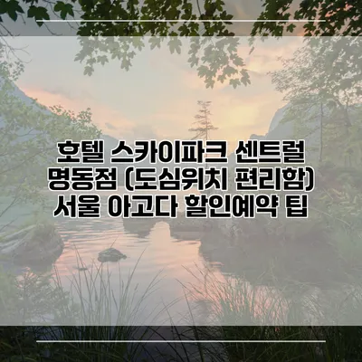 호텔 스카이파크 센트럴 명동점 (도심위치 편리함) 서울 아고다 할인예약 팁