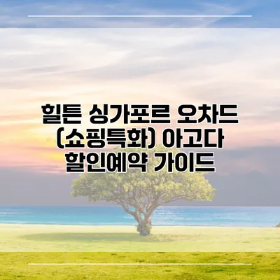 힐튼 싱가포르 오차드 (쇼핑특화) 아고다 할인예약 가이드